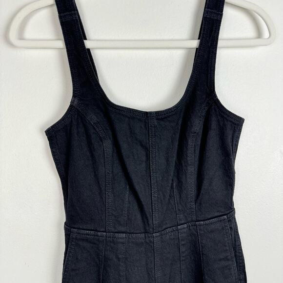 Madewell Denim Flare Leg Jumpsuit in Bonner Wash Black Size 0 NWOT Sleeveless - Picture 7 of 16